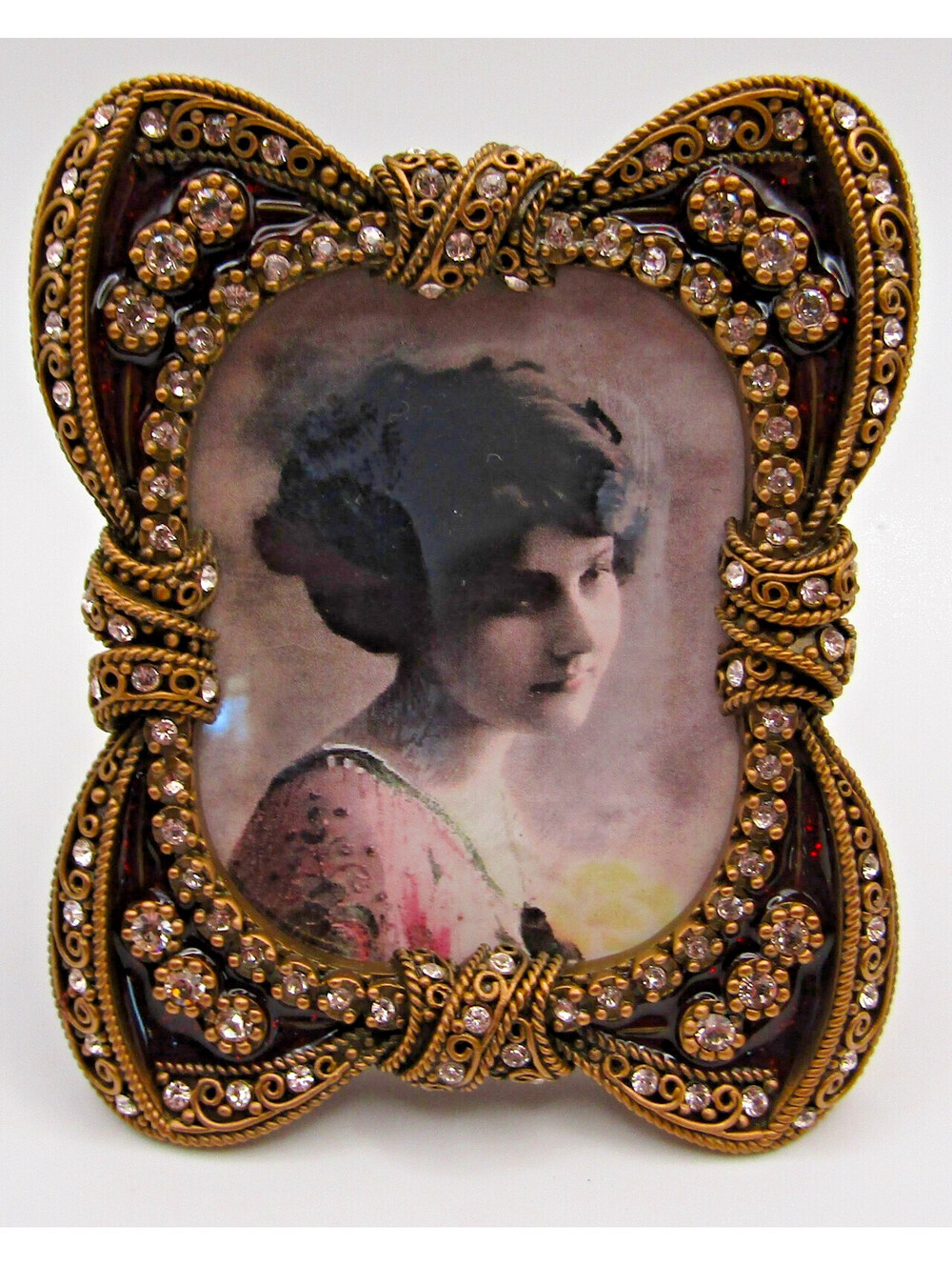 Signed Edgar Berebi 7471/8 Ribbons Frame Enamel and Swarovski Crystal